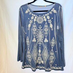 Soft Surroundings Large Embroidered Long Sleeve Tunic Top